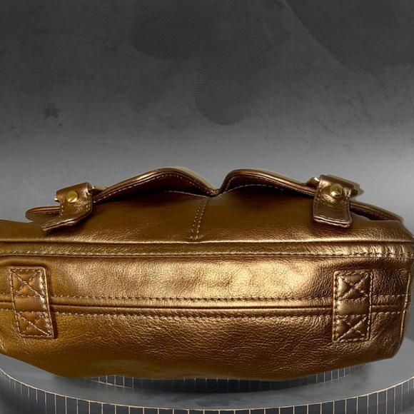 Michael Michael Kors Metallic Bronze Leather Shoulder Bag w/Front Pockets - Picture 3 of 6